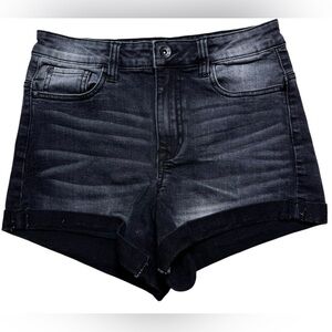 Ariya Jeans Black Denim Cuffed Shorts Size 7/28 Organic Cotton Blend